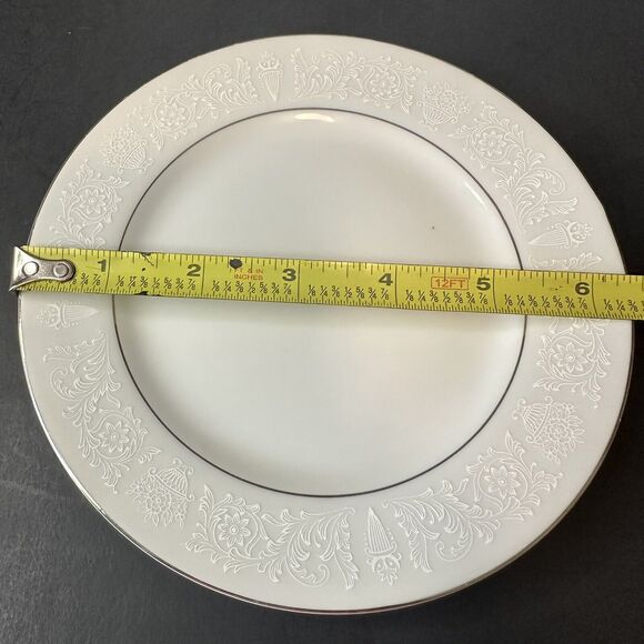 CROWN VICTORIA Lovelace 7 Bread & Butter Plates White w/Flowers & Urns - Picture 6 of 11